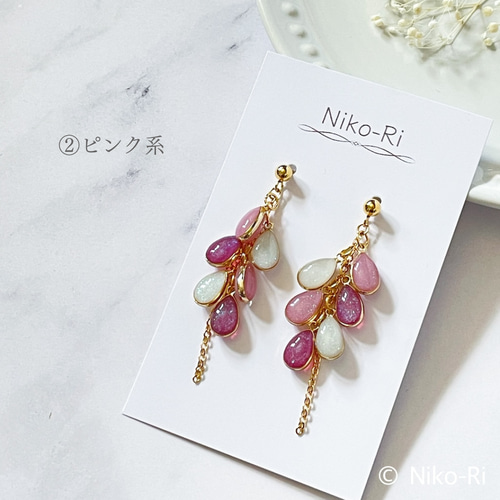 ぶどうのしずく（6粒タイプ） ピアス イヤリング しずく 軽い 揺れる 
