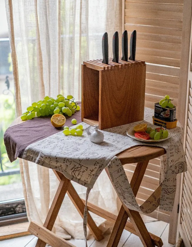 【包丁立て】おしゃれなキッチンホルダー　ブラックチェリー　包丁差し　オイル仕上げ