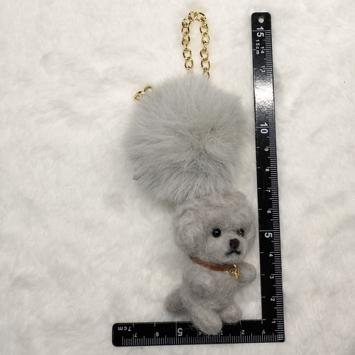 羊毛フェルト　トイプードル　グレー 羊毛フェルト トイプードル グレー