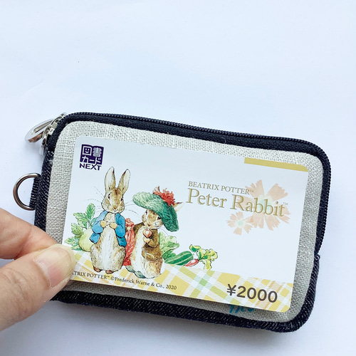カードポーチ「おしゃべり鳥たち」手刺繍 イヤホンケース お財布