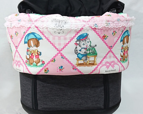 ペット用品　あごのせクッション　ギンガム　ピンク　ハンドメイド かわいいともだち＊ピンク♪ペットカートクッション(あごのせ