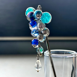 かんざし かんざし ラムネサイダーの様なシュワシュワクラックビーズの簪 一本簪