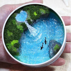 ミニチュア 海アート 滝 イルカ 島 風景 レジン ハンドメイド 装飾