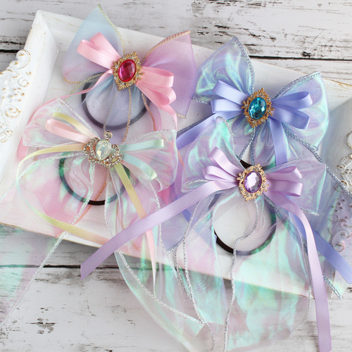 送料込500円】ふわふわチュール マーメイドリボン ヘアゴム 送料込500