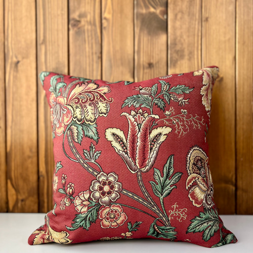 フェイラークッションカバー2枚　花柄　レッドとグリーン フェイラークッションカバー2枚 花柄 レッドとグリーン 【楽天市場