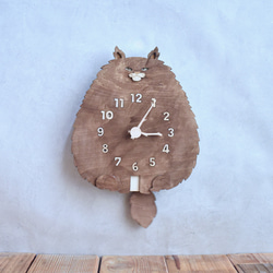 ウォルナット猫＊ロング＊レギュラーサイズの時計 木製 振り子時計 掛け時計 1枚目の画像
