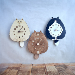 ウォルナット猫＊ロング＊レギュラーサイズの時計 木製 振り子時計 掛け時計 5枚目の画像