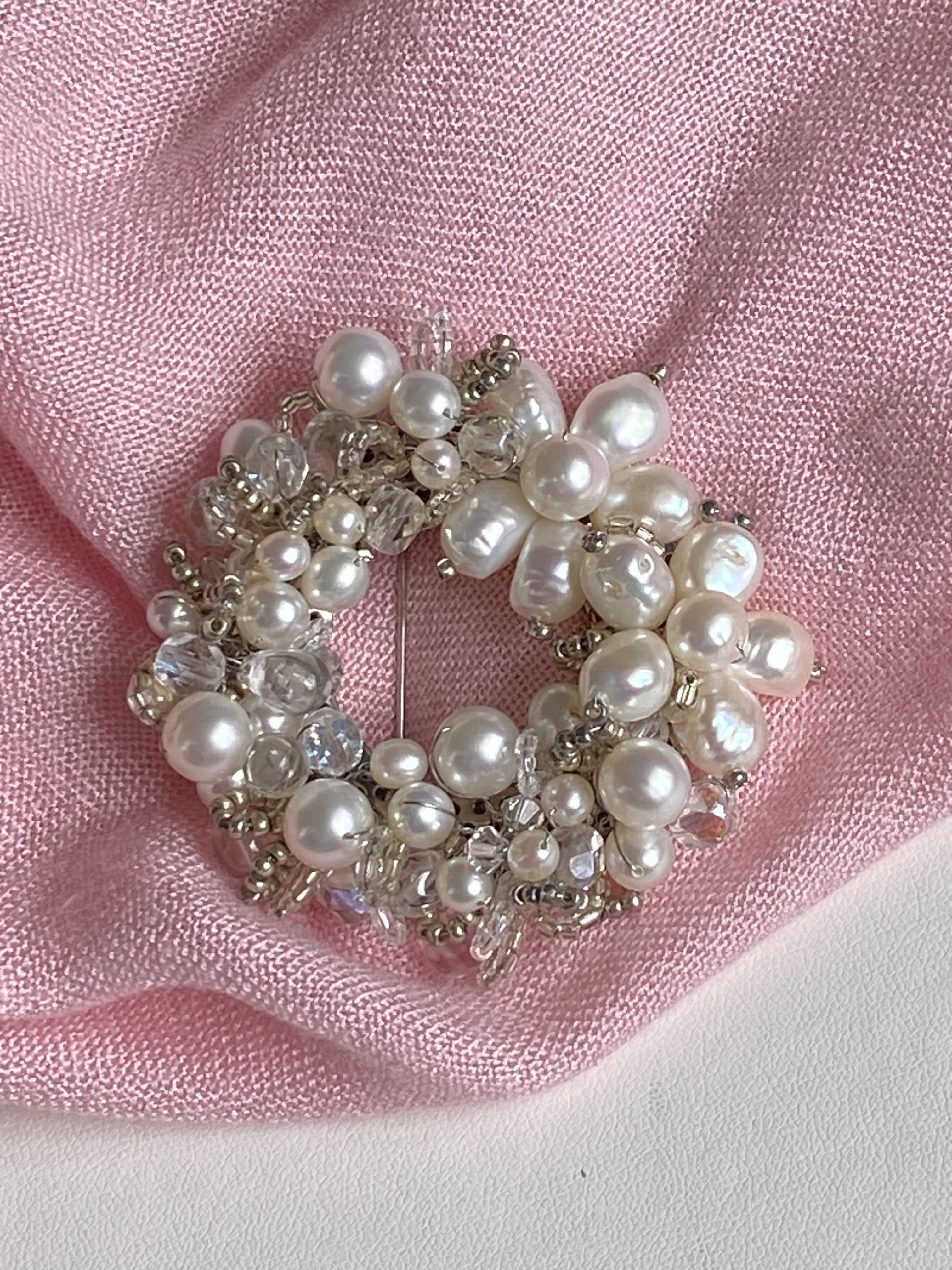 淡水真珠ブローチ　花籠