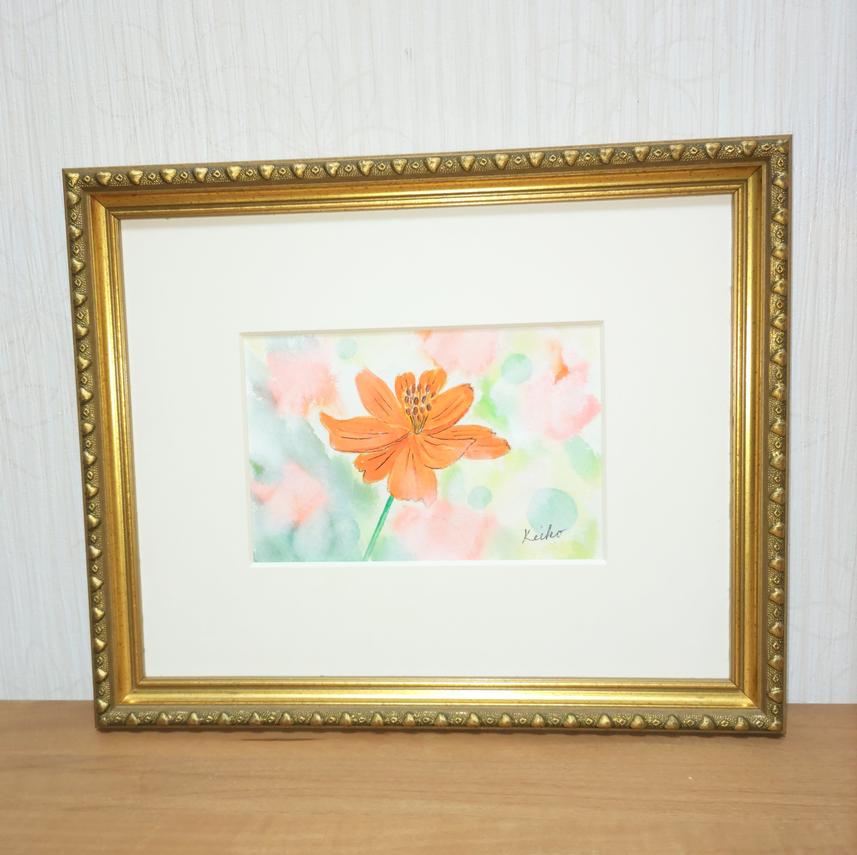 透明水彩画 原画 「ひまわり畑01」額縁付 SMサイズ 風景画 【公式通販】