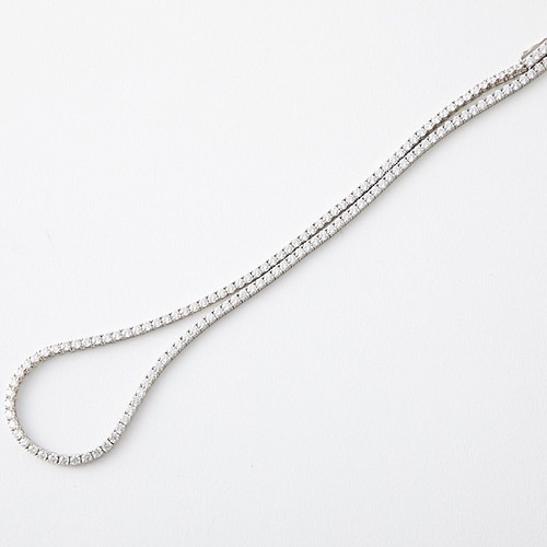 シルバー925 AAAキュービックCZ ロングテニスネックレス 80cm