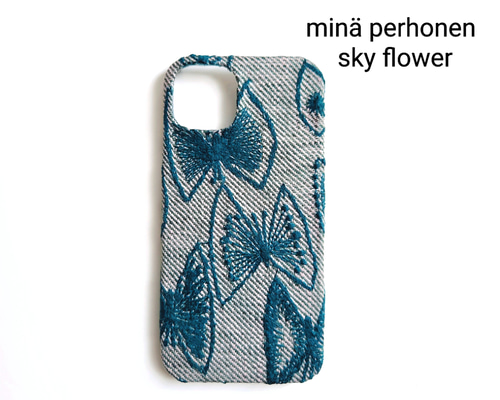 iPhone11手帳型スマホケース ミナペルホネンsky flower 8-2 iPhone他、全機種対応 手帳型ケース ミナペルホネン sky