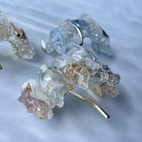 鉱石風 ポニーフック パール レジン ニュアンス ポニーフック