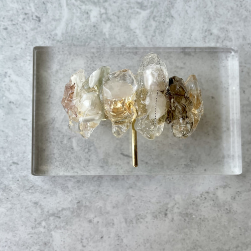 鉱石風 ポニーフック パール レジン ニュアンス ポニーフック