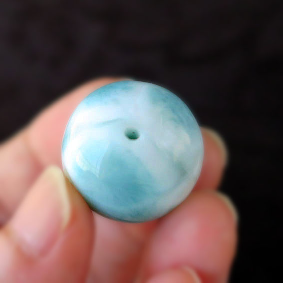 ラリマー ビーズ 天然石 ハンドメイド素材 21mm 青 海 イルカ Larimer Beads