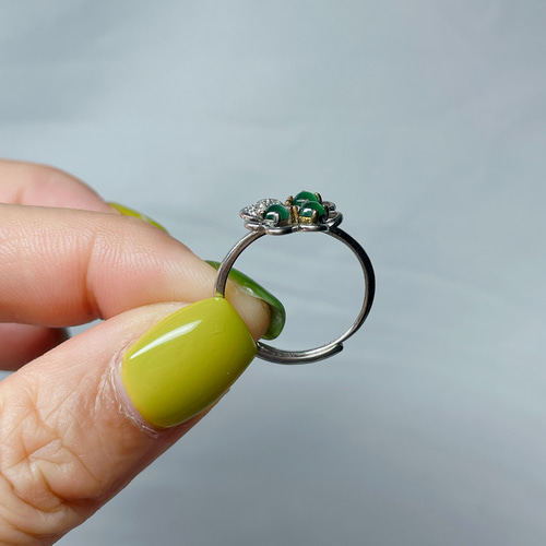 新入荷】本翡翠保証‼️天然翡翠S925リング フリーリング 鑑定書付 指輪