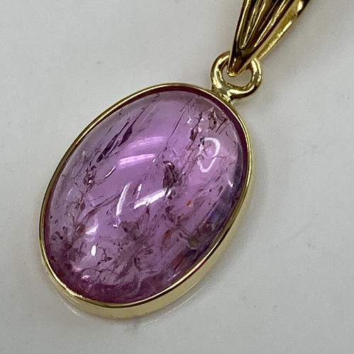 k18YG AU750 18金 天然ピンクインペリアルトパーズ 2.5ct ペンダント  