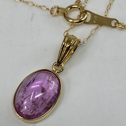 k18YG AU750 18金 天然ピンクインペリアルトパーズ 2.5ct ペンダント 