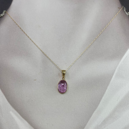 k18YG AU750 18金 天然ピンクインペリアルトパーズ 2.5ct ペンダント  