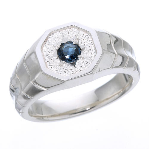 【八角・天然サファイアリング・シルバー製 】      *天然サファイア1石(0.2ct)　　◎日本製
