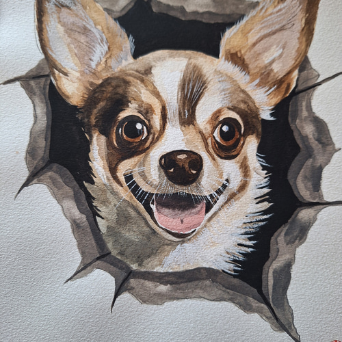 原画】『ガラクタの鎧』（チワワ 犬 絵画 パステル画）