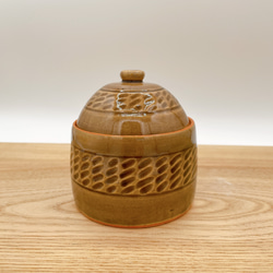 菫釉薬　シュガーポット　小物入れ　陶器 1枚目の画像