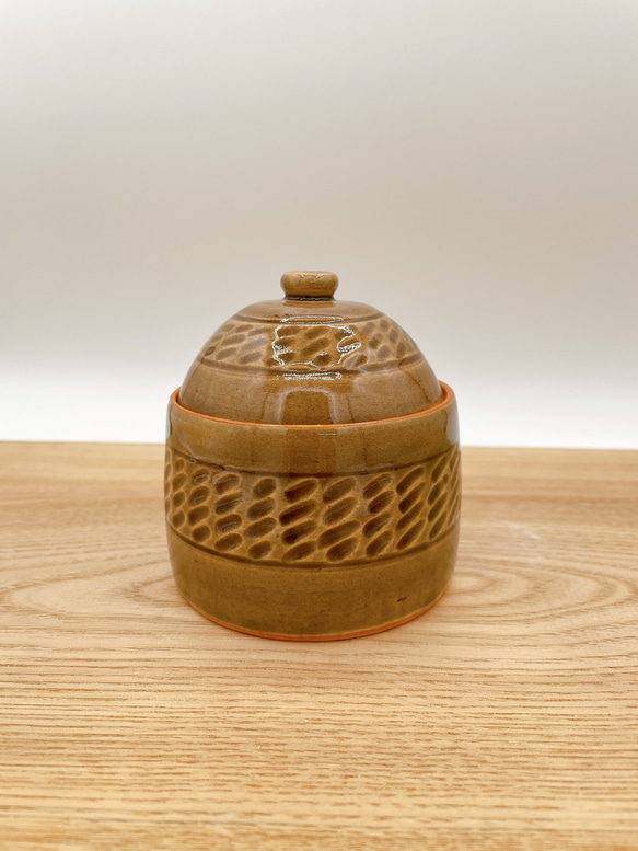 菫釉薬　シュガーポット　小物入れ　陶器 1枚目の画像