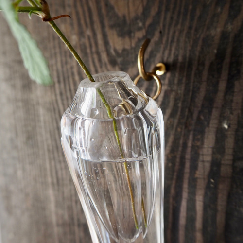 掛け花入 カットガラス ＊1点もの 一輪挿し・花瓶・花器