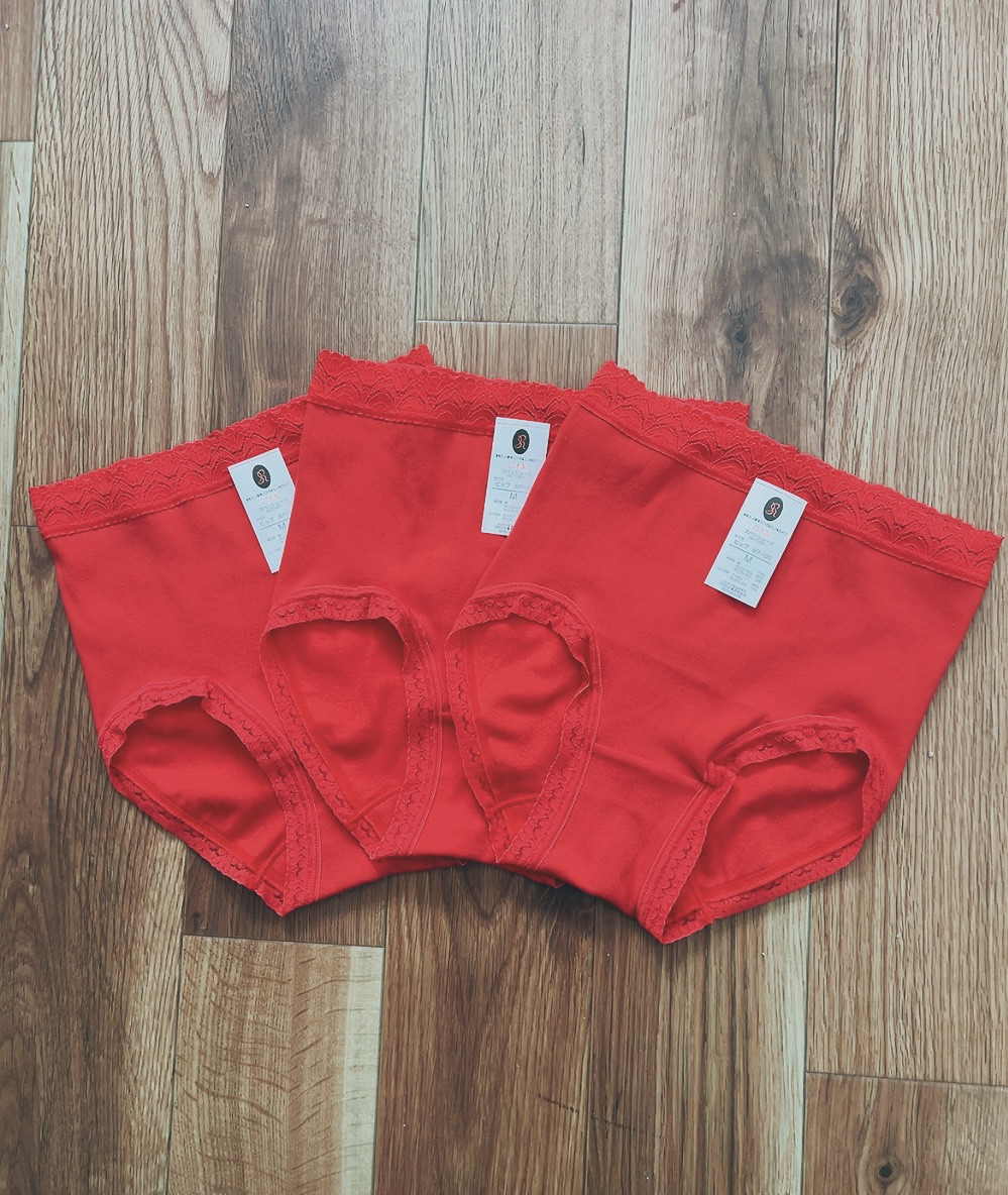 日本製おこだわり 3枚セット 赤パンツ 赤ショーツ Mサイズ 送料