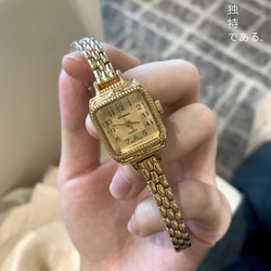 【週末お値下げ】ゴールド角型ダイヤモンド装飾時計　約1ct 413ea5f5c3ed570b891adb33218df2