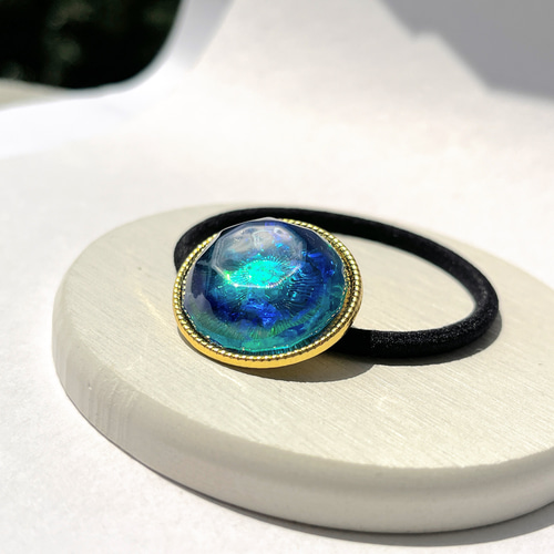 レジン ヘアゴム オーバル型　海　大ぶり レジン ヘアゴム オーバル型 海 大ぶり