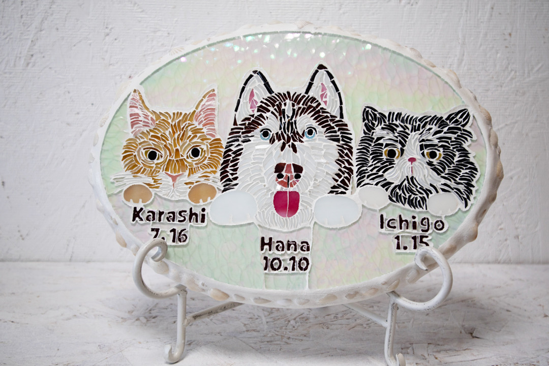 モザイクガラス　大切なペットさんのウェルカムボード　お客様のご要望に対応します！