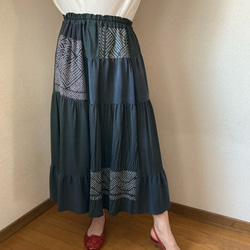 着物リメイク ハンドメイド 兵児帯 ギャザースカート 軽い 絹