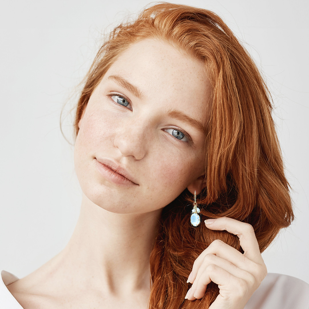 【王妃という名のジュエリー】Regina・ピアス（大粒スコロライト約11×8.5mm）金属アレルギー対応