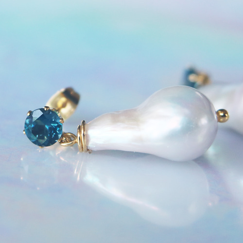 オイスターバロックパール】Regina・ピアス（約17mm淡水パール