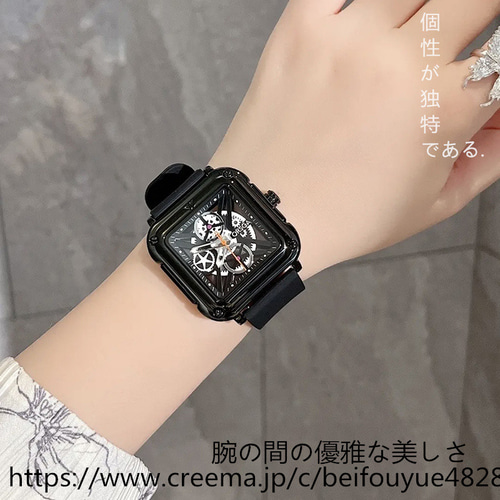 機械透かし式腕時計レディース2024新型学生軽量小人数スクエア高級感