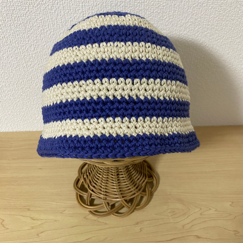 2色ボーダー☆クロシェハット* バケットハット バケハ ビーニー