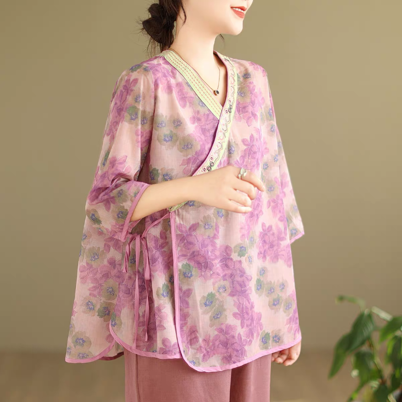 綿麻トップス、トップス、シャツ、レディース、夏 4,368円