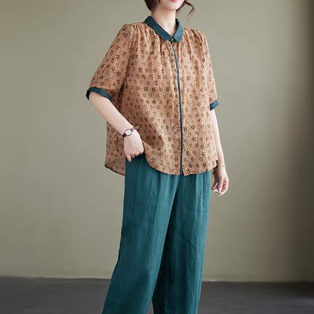 綿麻トップス、トップス、シャツ、レディース、夏