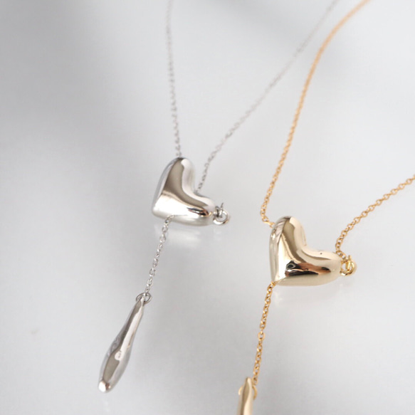 当店人気No.1♡ハートのY字ネックレス【選べる金具】 サージカルステンレス 14kgf シルバー925 アレルギー対応 11枚目の画像