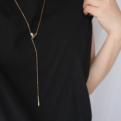 当店人気No.1♡ハートのY字ネックレス【選べる金具】 サージカルステンレス 14kgf シルバー925 アレルギー対応 4枚目の画像