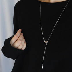 当店人気No.1♡ハートのY字ネックレス【選べる金具】 サージカルステンレス 14kgf シルバー925 アレルギー対応 3枚目の画像