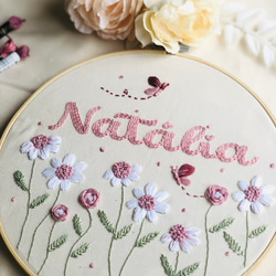 ラウンドフレーム付き刺繍ネームブック カスタムメイドネームプレート