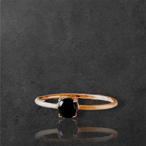 天然石ブラックオニキスsilver925製18kgpリング】 4mm 5-15号 ゴールド