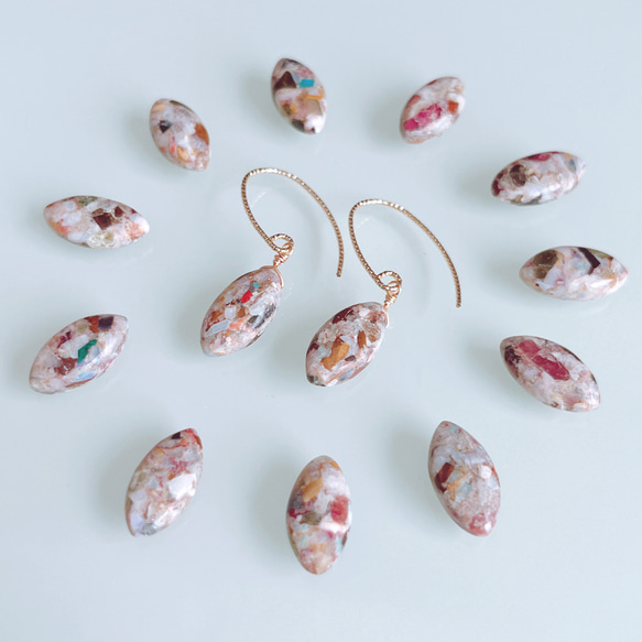 特集掲載《10月誕生石》ピカソコッパー ピアス イヤリング　プレゼント アレルギー対応 ギフト トルマリン オパール 5枚目の画像