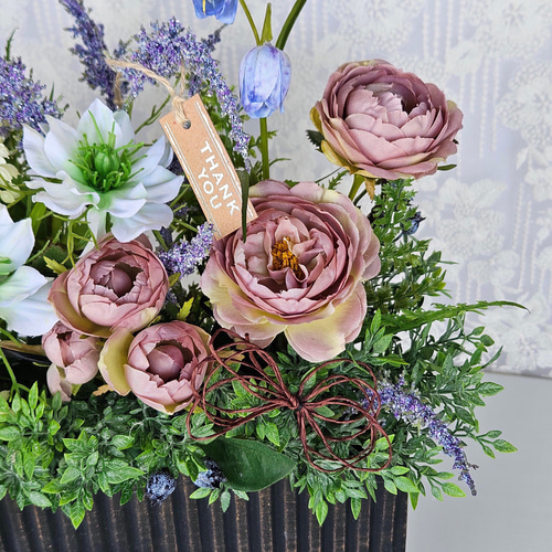 Creema限定 クリスマスローズ＆ニゲラのカップ咲きローズ寄せ植え