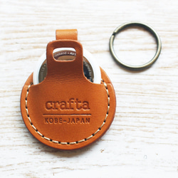 Air Tag用レザーキーホルダー(穴なし)　全12色　革 4枚目の画像