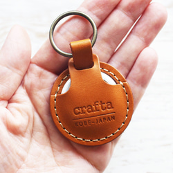 Air Tag用レザーキーホルダー(穴なし)　全12色　革 3枚目の画像