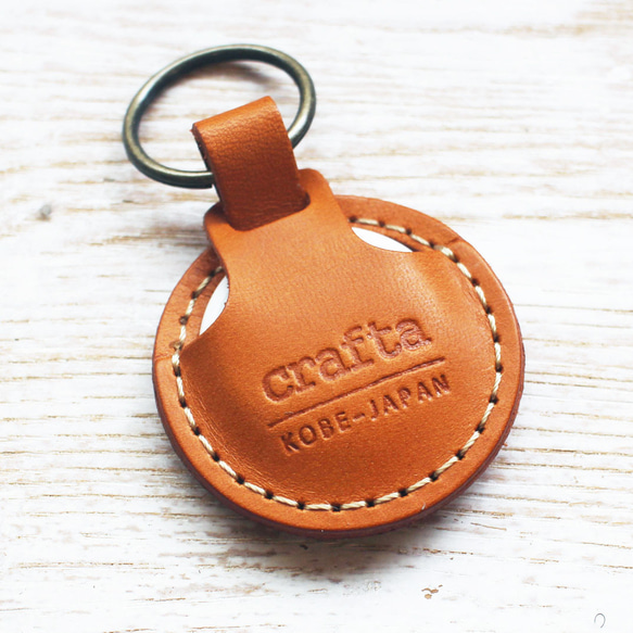 Air Tag用レザーキーホルダー(穴なし)　全12色　革 2枚目の画像