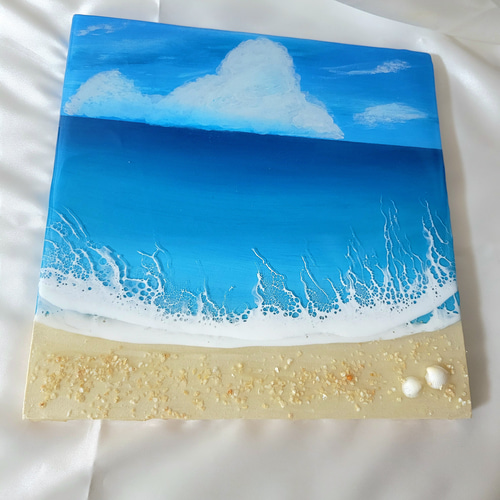 レジンアート　海アート　オーシャンアート　インテリアアート　ハンドメイド レジンアート オーシャンアート 海アート 水面アート クジラ 夏