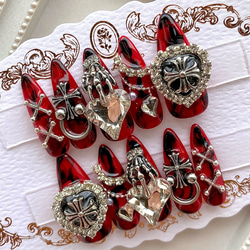 ネイルチップ 量産型 地雷 サブカル ピンク ブラック ピアス ネイル